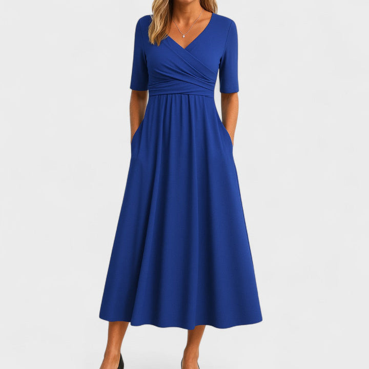 Women's Elegant V-Neck Midi Dress