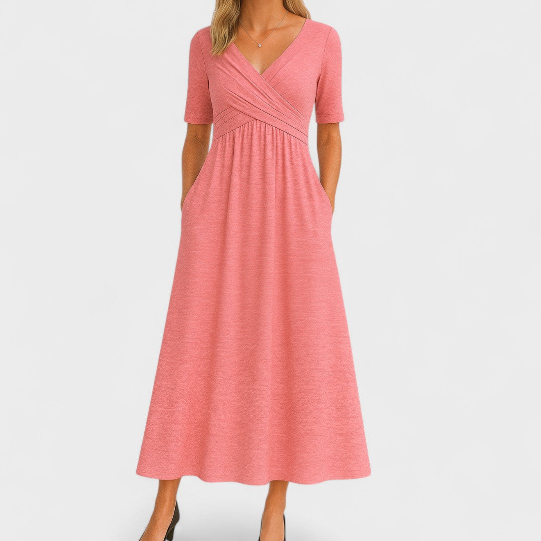 Women's Elegant V-Neck Midi Dress