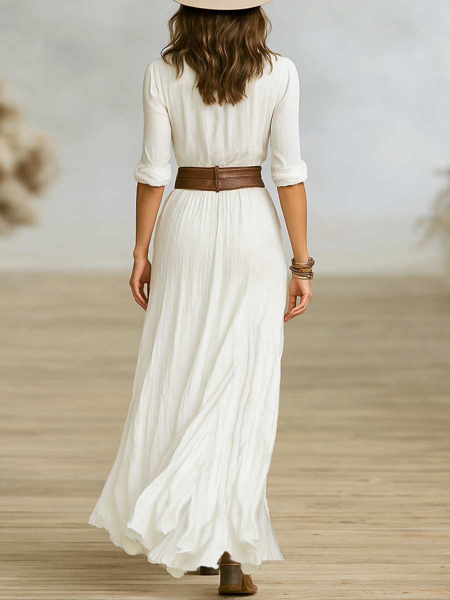 Women's Boho Button-Front Maxi Dress