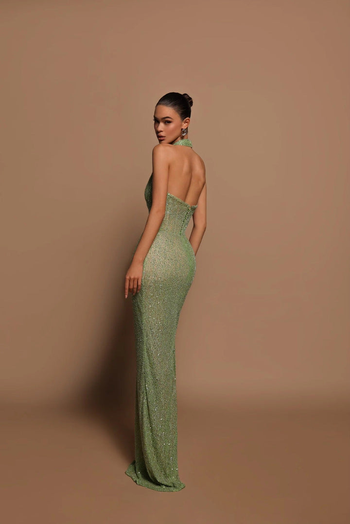 Women's Halter Plunge Maxi Dress