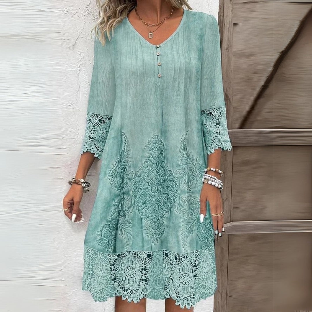 Women's Floral Embroidered Midi Dress