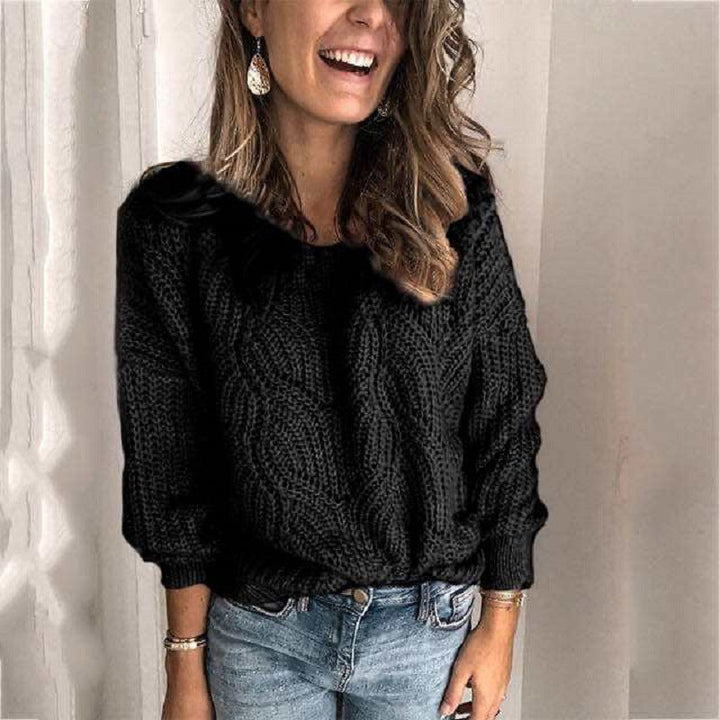 Nell | Women's Oversized Cable Knit V-Neck Jumper