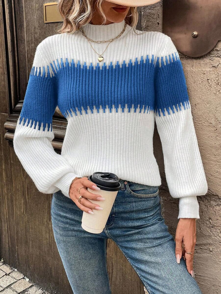 Danielle | Women's Colour Block Ribbed Mock Neck Jumper