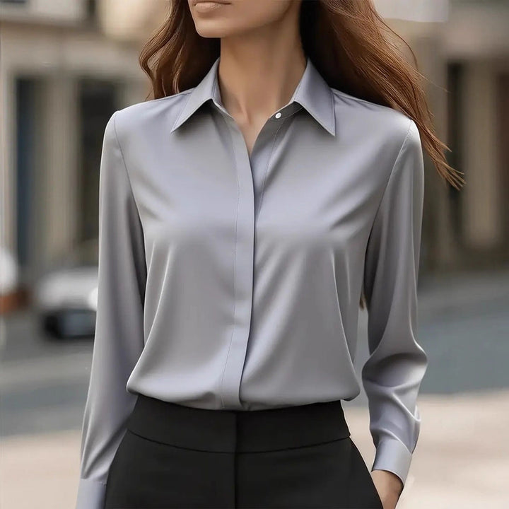 Women's Silk Blouse Button Down Classic Collar