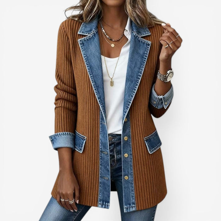 Lavinia | Women's Ribbed Denim Trim Jacket