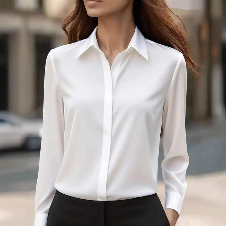 Women's Silk Blouse Button Down Classic Collar