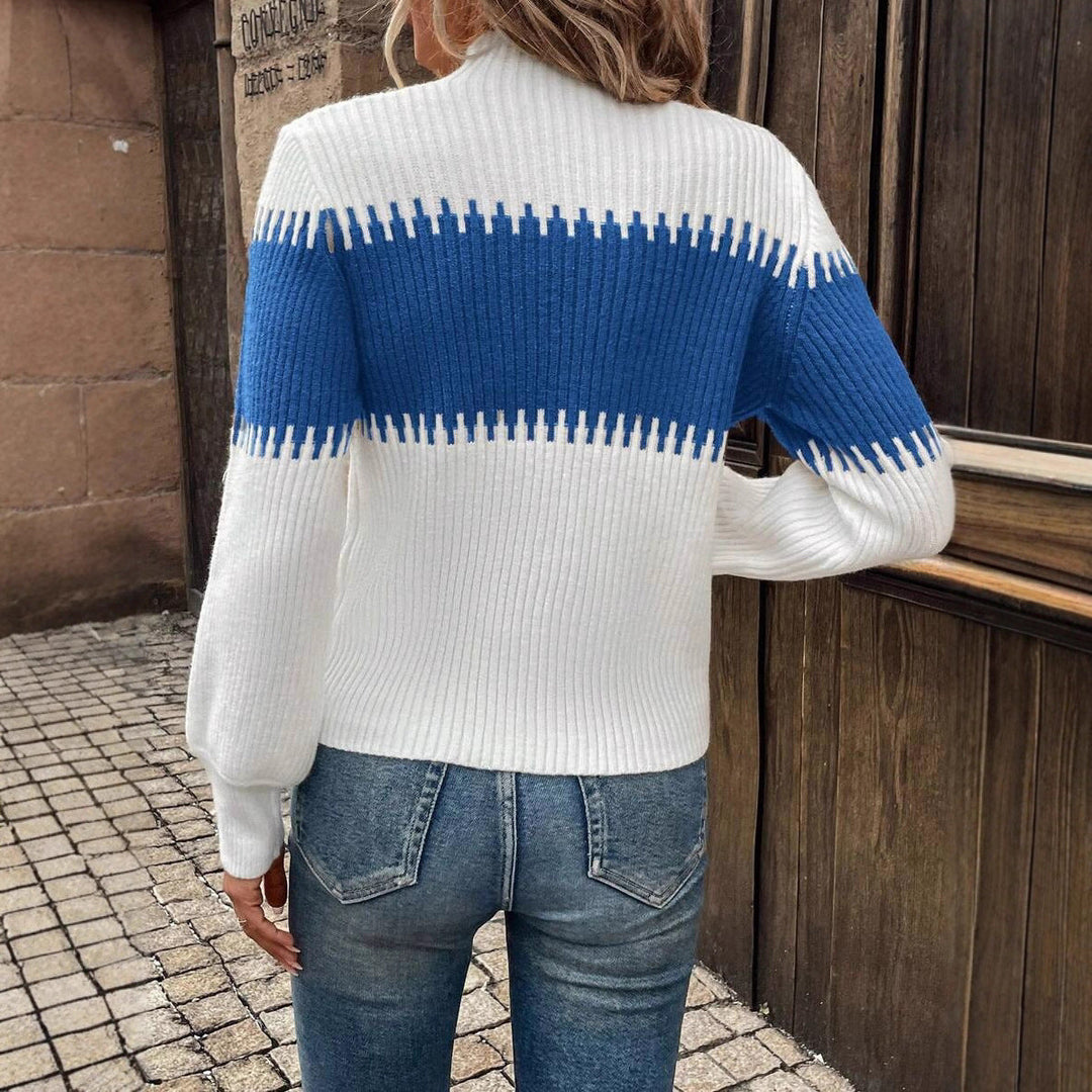Danielle | Women's Colour Block Ribbed Mock Neck Jumper