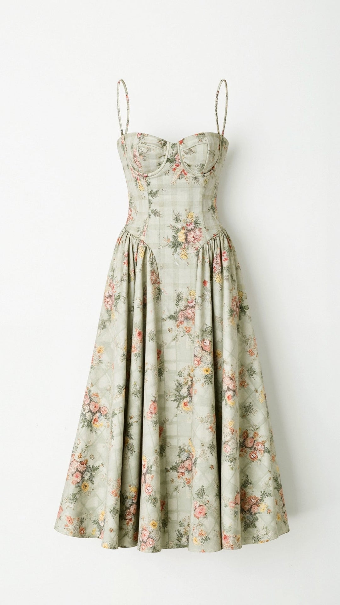 Women's Sweetheart Floral Gathered Midi Dress