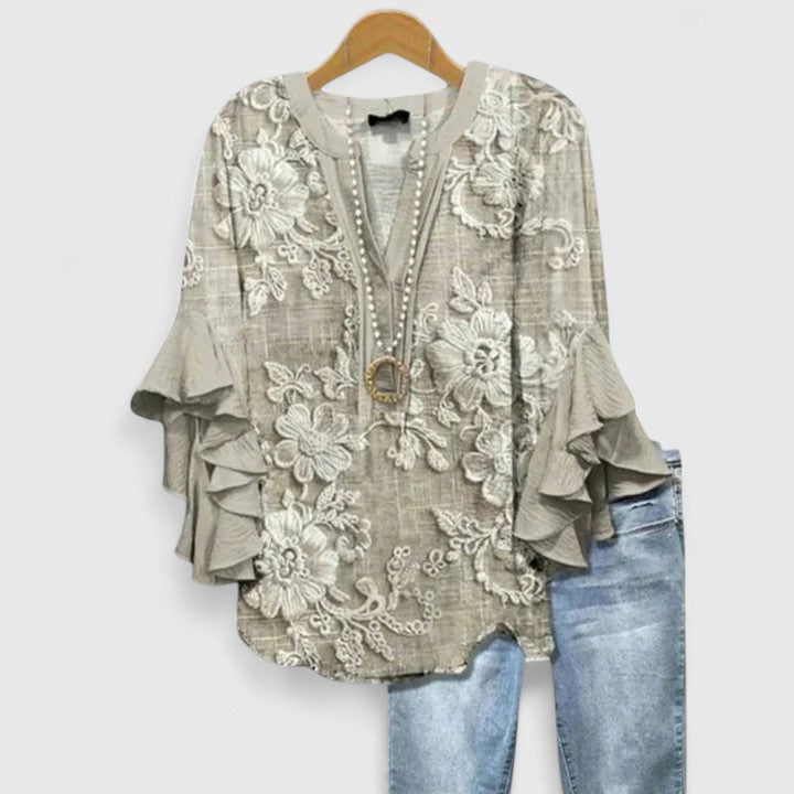 Iris | Women's Floral Ruffle Blouse