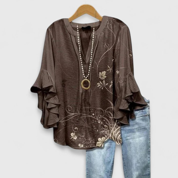 Iris | Women's Floral Ruffle Blouse