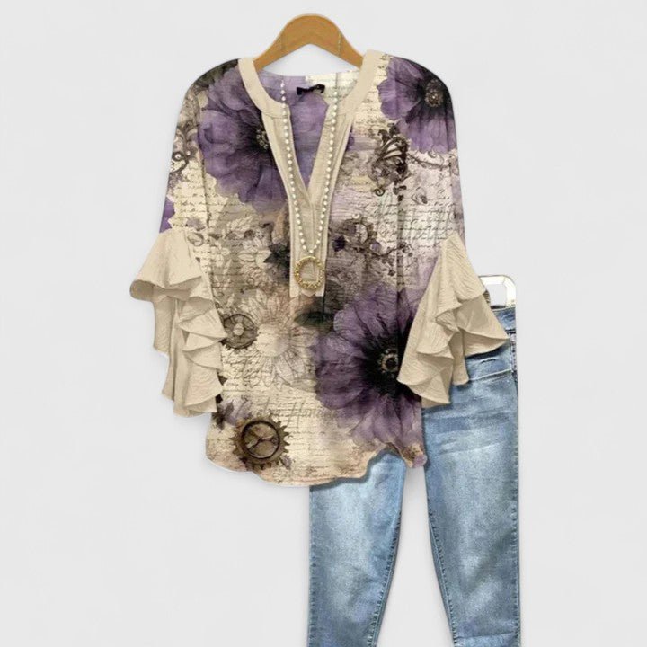 Iris | Women's Floral Ruffle Blouse
