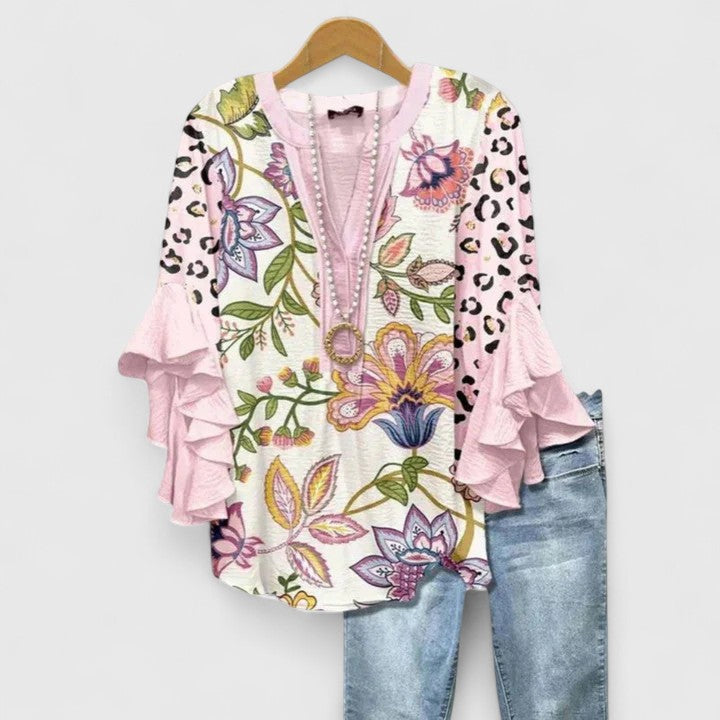 Iris | Women's Floral Ruffle Blouse
