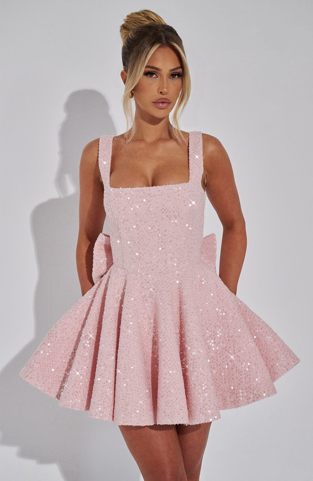 Women's Sequin Bow Back Mini Dress