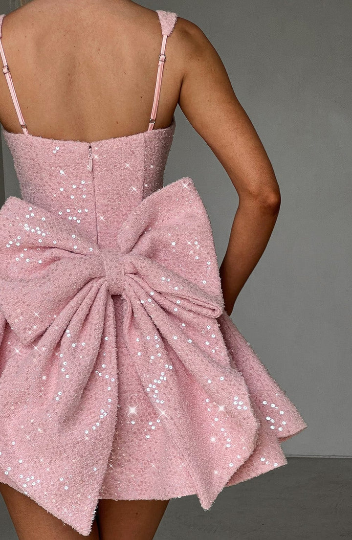 Women's Sequin Bow Back Mini Dress