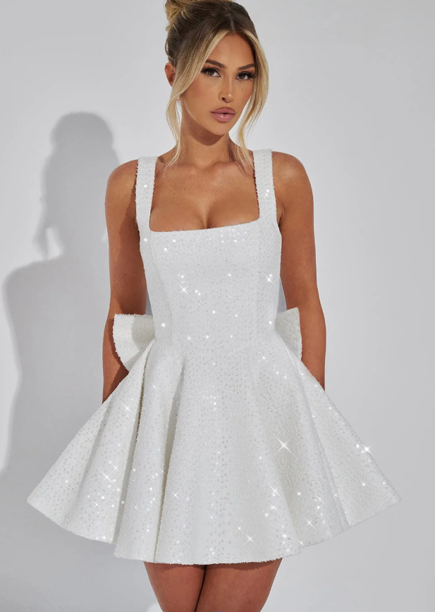 Women's Sequin Bow Back Mini Dress