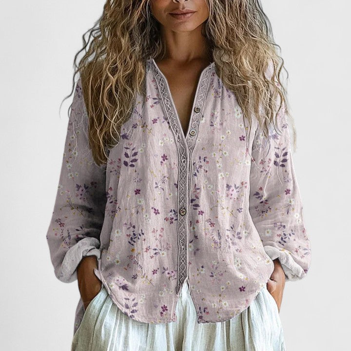 Women's Retro Print Blouse