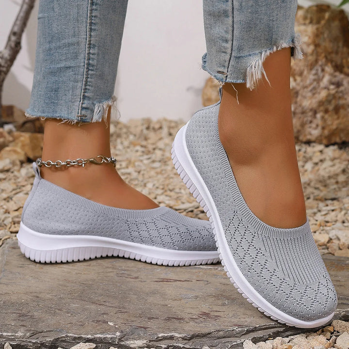 Women's Orthopedic Slip On Sneakers Knit Upper Round Toe