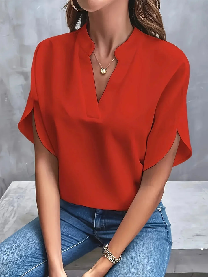 Women's V-Neck Cap Sleeve Blouse