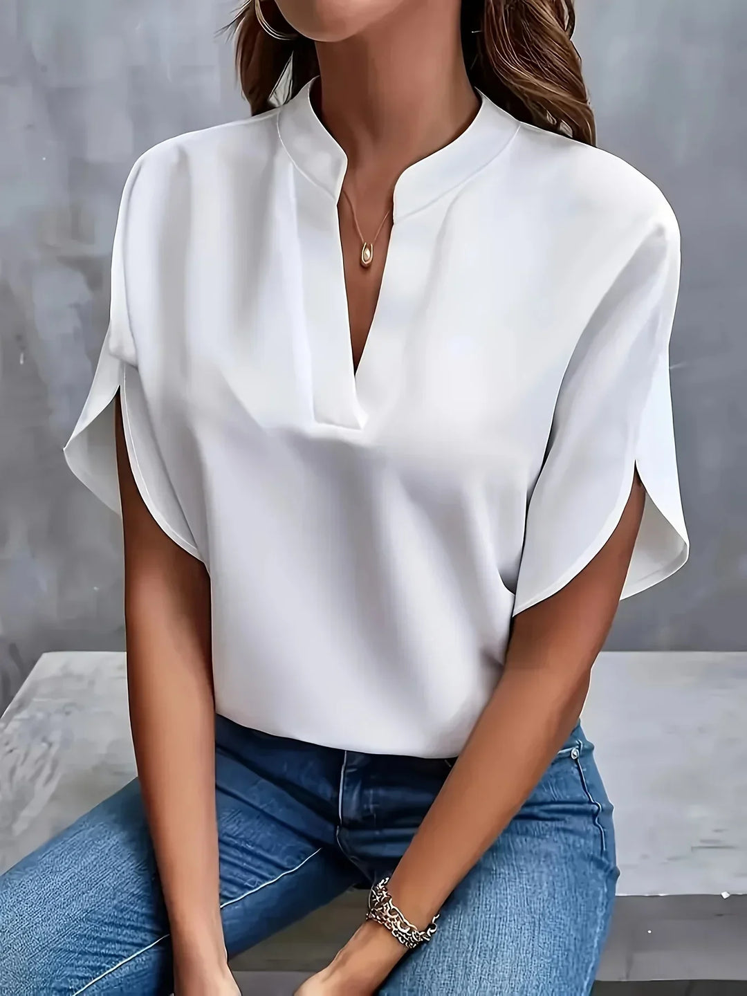 Women's V-Neck Cap Sleeve Blouse