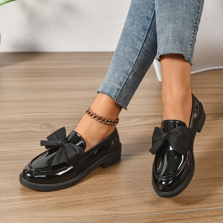 Women's Bow Loafers Slip On Platform Moc Toe