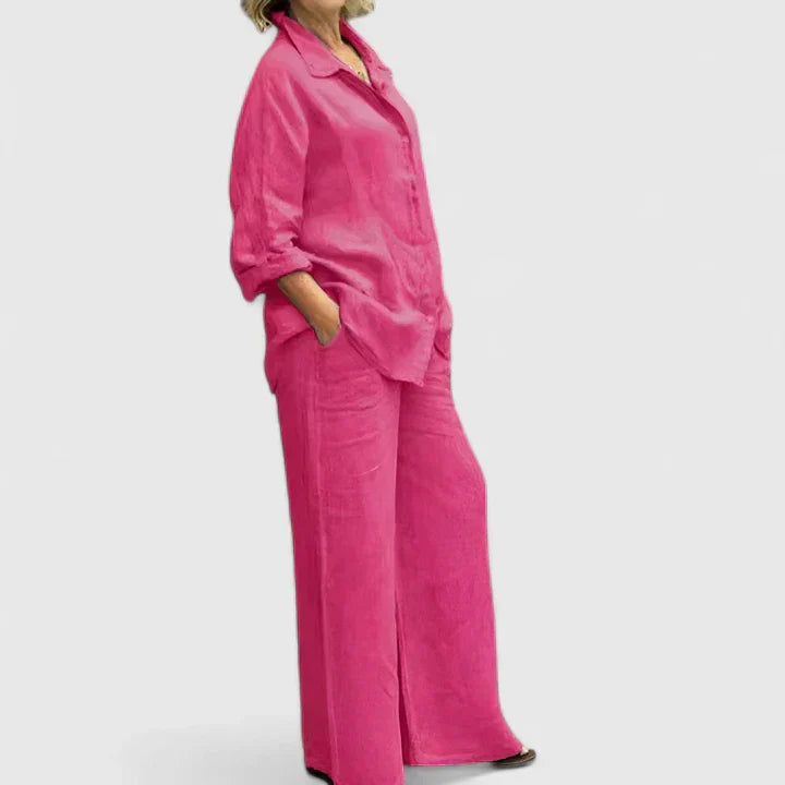 Women's Shirt and Wide-Leg Trouser Set