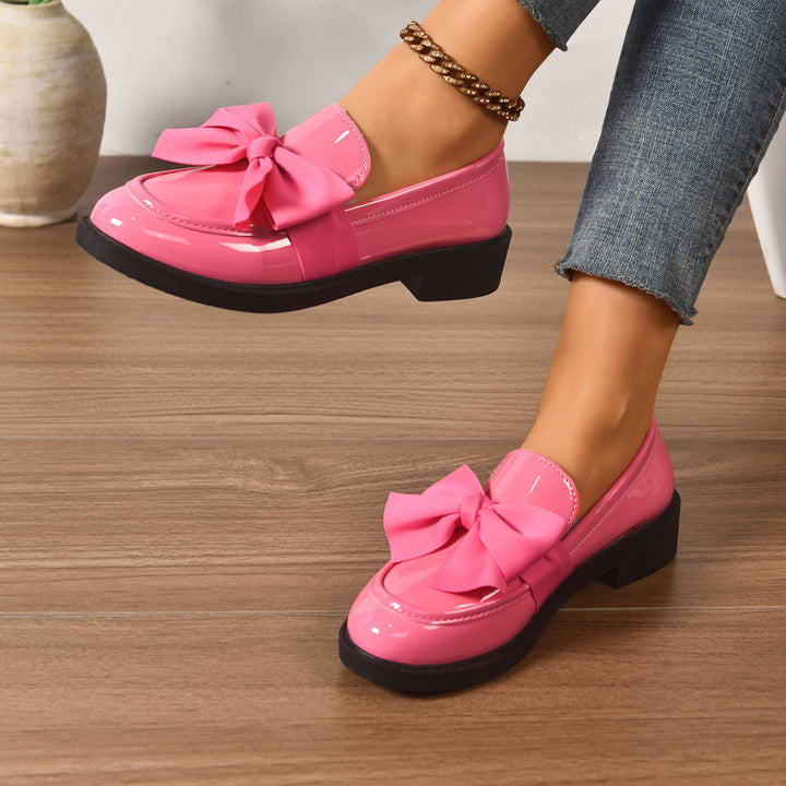 Women's Bow Loafers Slip On Platform Moc Toe