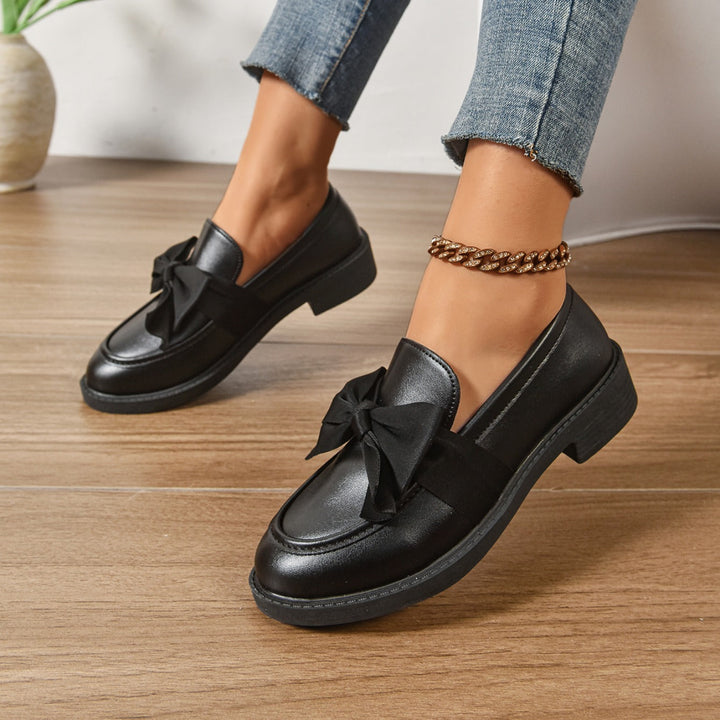 Women's Bow Loafers Slip On Platform Moc Toe