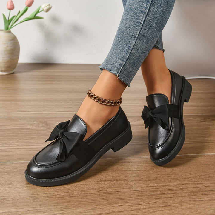 Women's Bow Loafers Slip On Platform Moc Toe