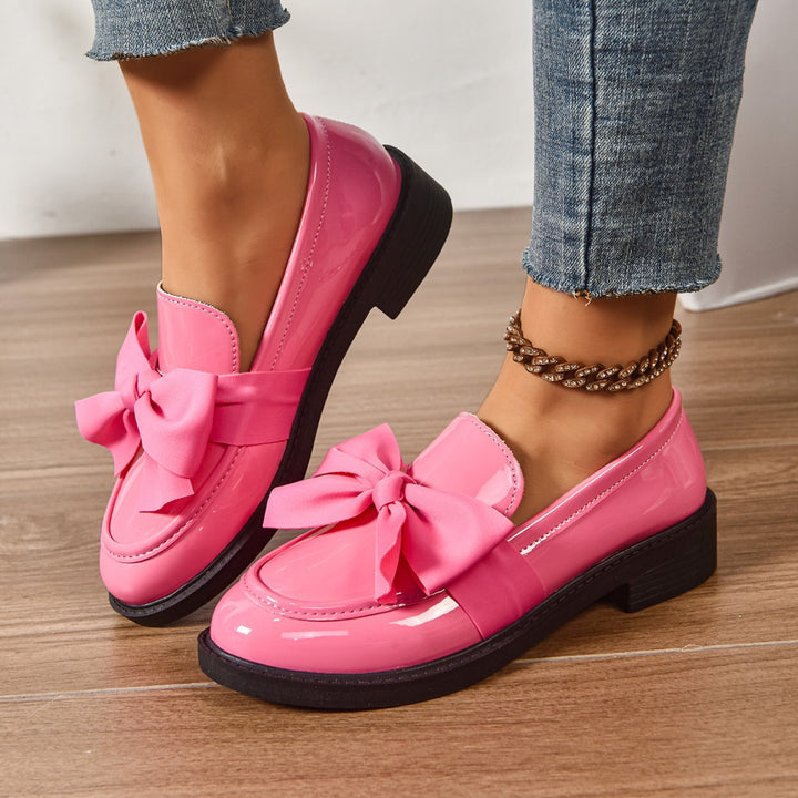 Women's Bow Loafers Slip On Platform Moc Toe