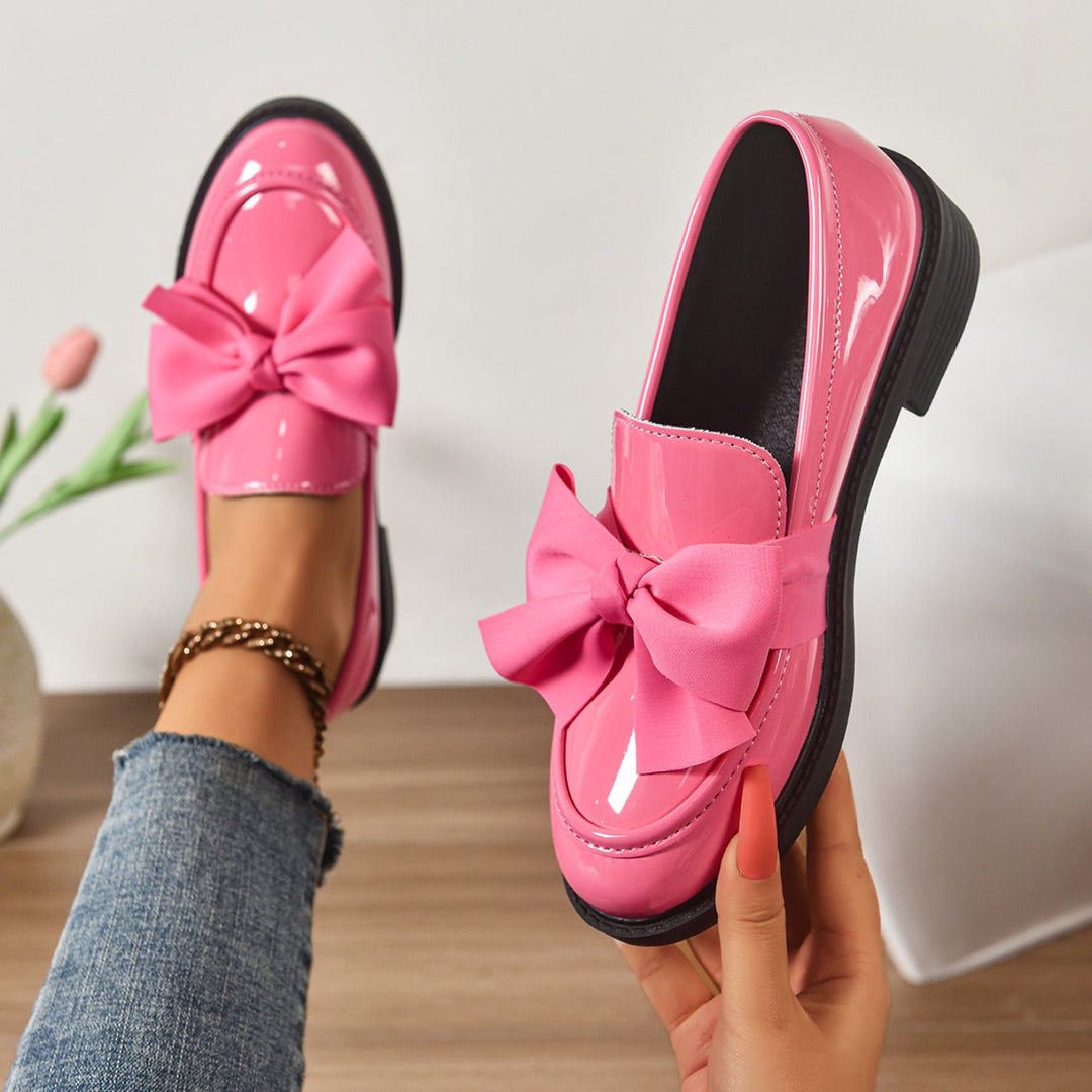 Women's Bow Loafers Slip On Platform Moc Toe