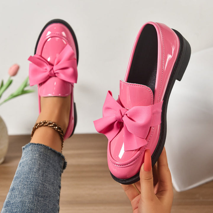 Women's Bow Loafers Slip On Platform Moc Toe