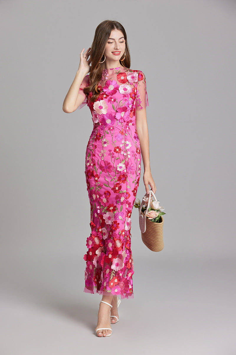 Women's Floral Mermaid Evening Gown