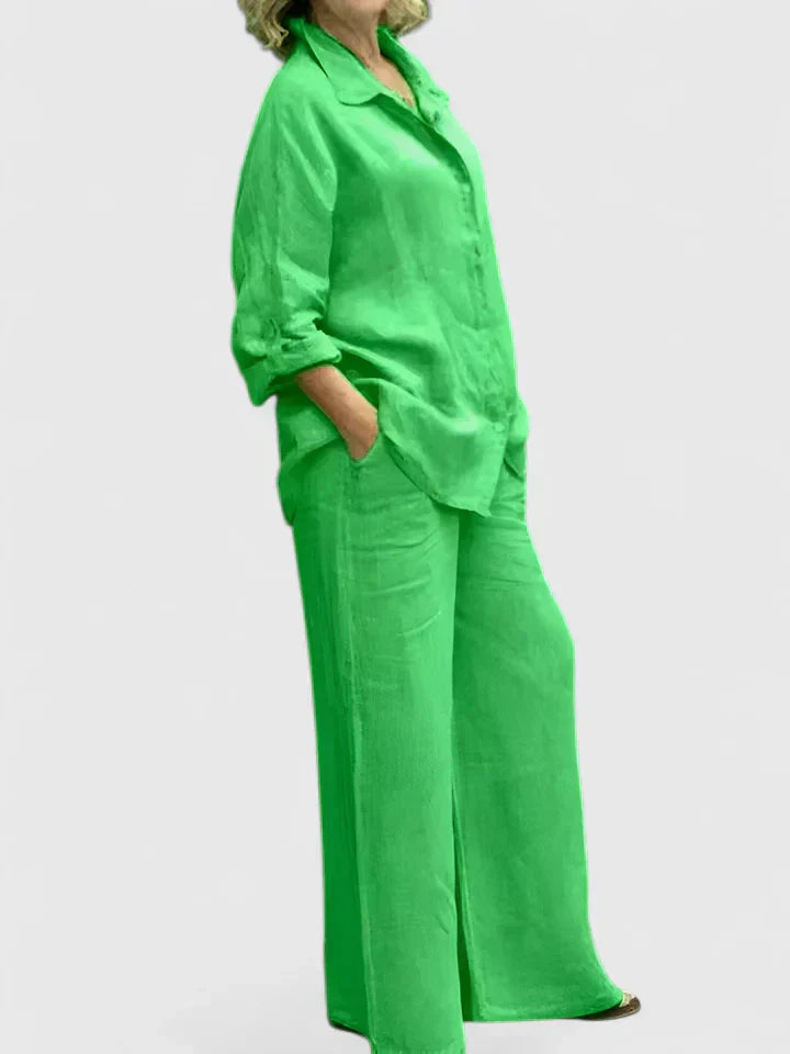 Women's Shirt and Wide-Leg Trouser Set