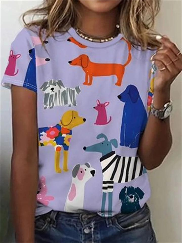 Women's Dog Print T-Shirt