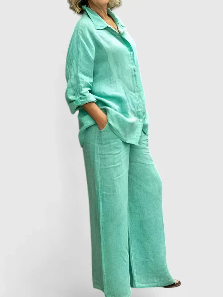 Women's Shirt and Wide-Leg Trouser Set