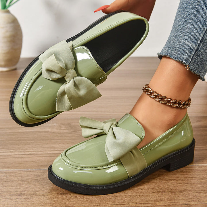Women's Bow Loafers Slip On Platform Moc Toe
