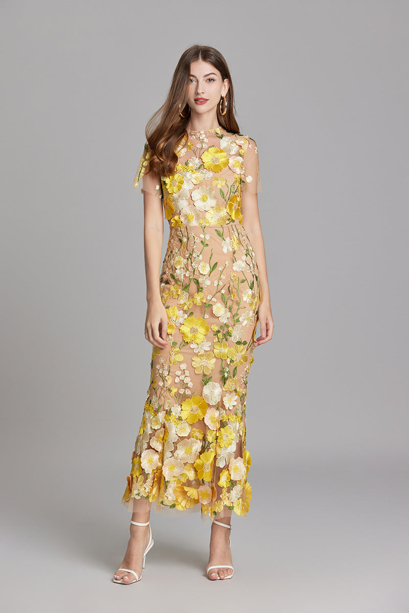 Women's Floral Mermaid Evening Gown