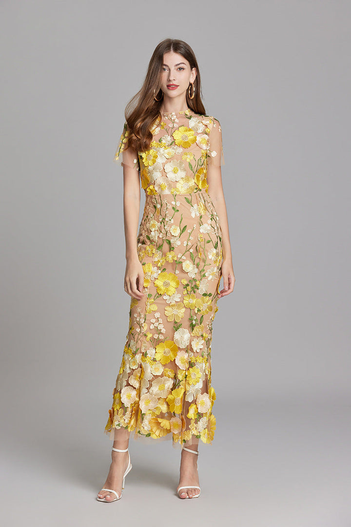 Women's Floral Mermaid Evening Gown