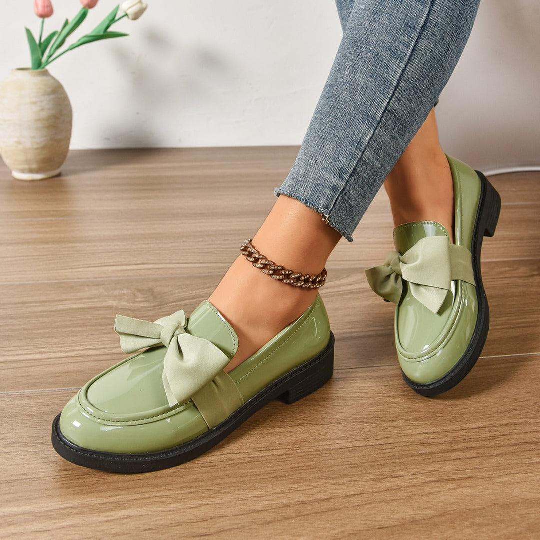 Women's Bow Loafers Slip On Platform Moc Toe