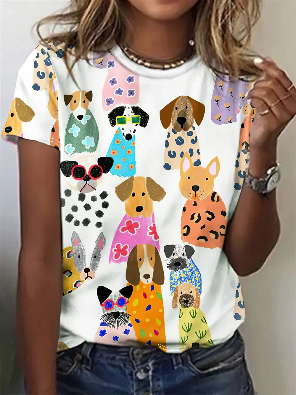 Women's Dog Print T-Shirt