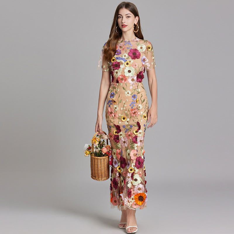 Women's Floral Mermaid Evening Gown