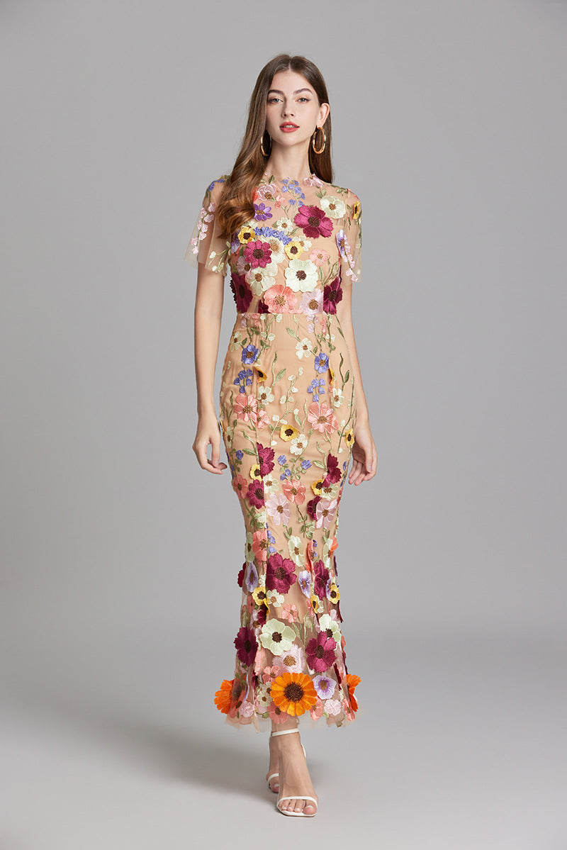 Women's Floral Mermaid Evening Gown