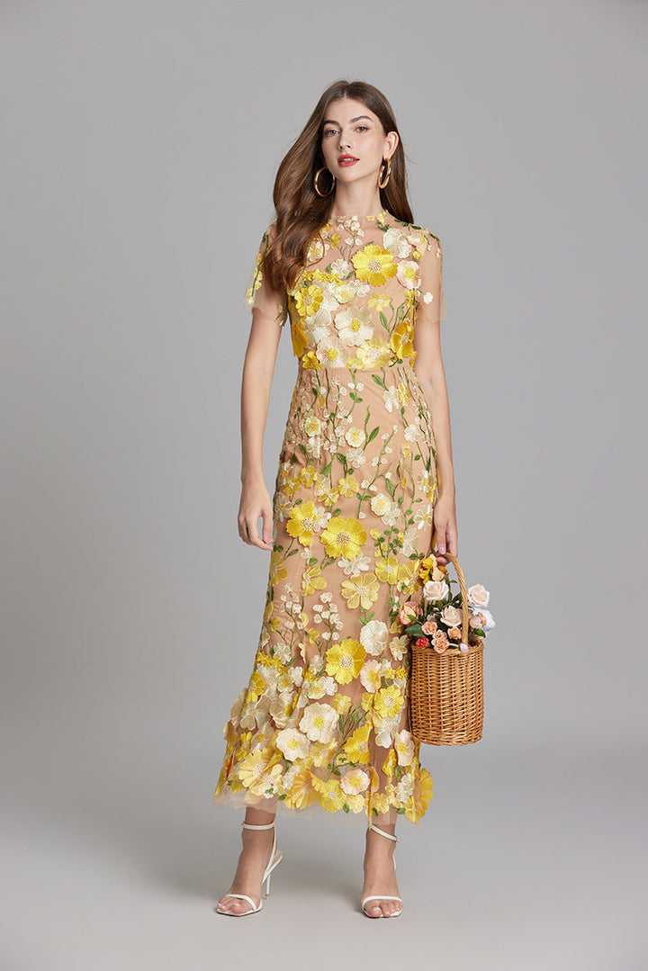 Women's Floral Mermaid Evening Gown