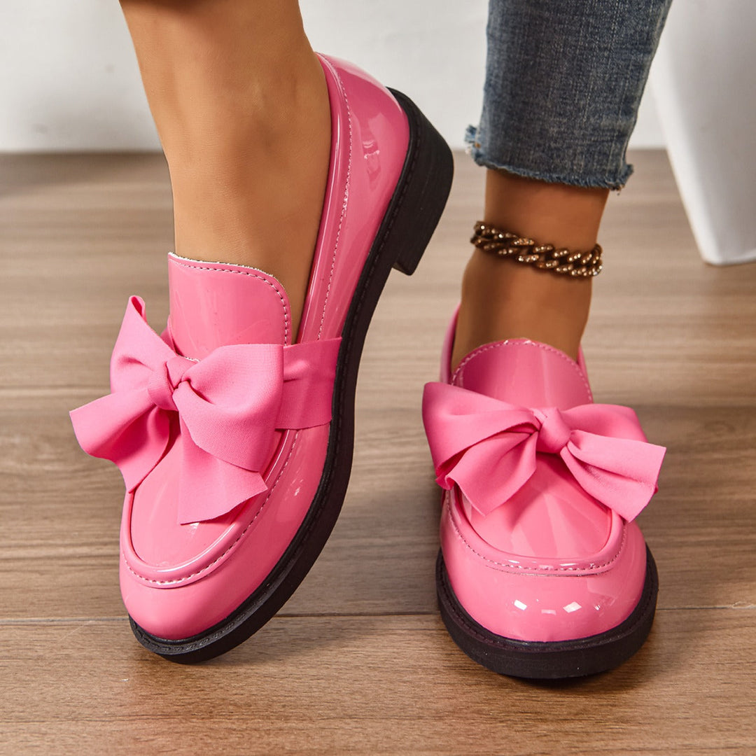 Women's Bow Loafers Slip On Platform Moc Toe