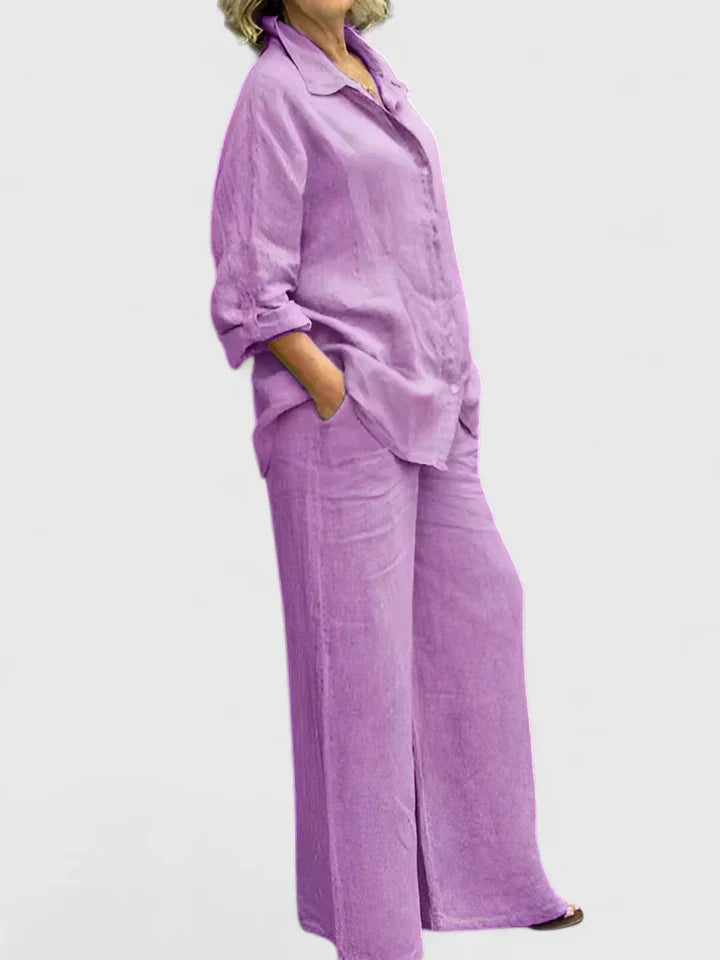 Women's Shirt and Wide-Leg Trouser Set