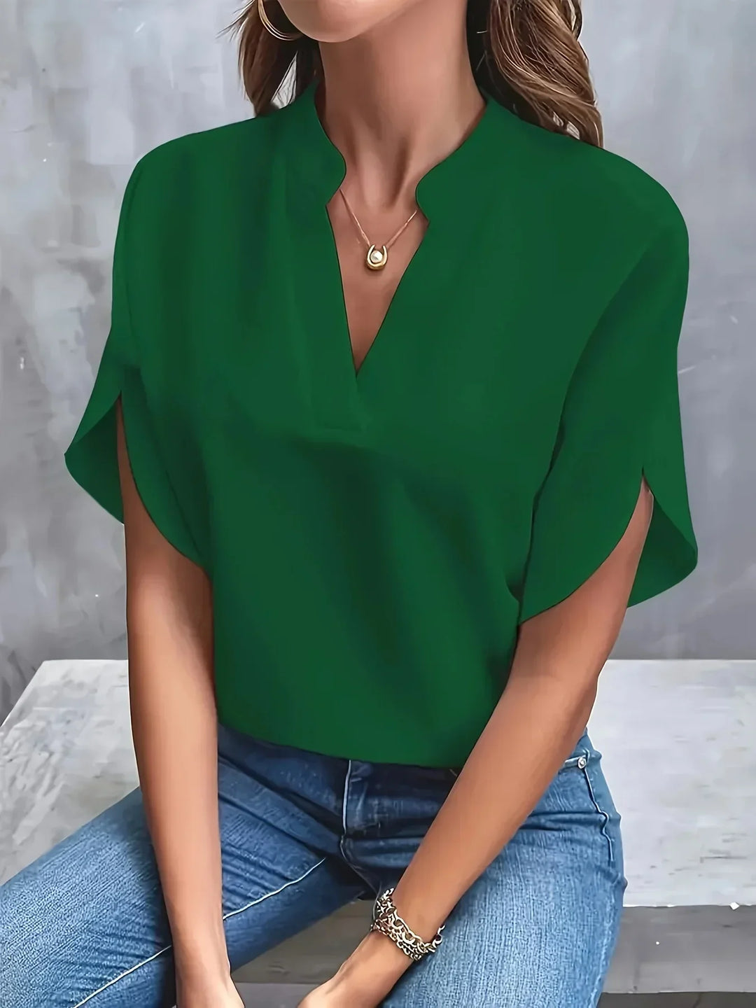 Women's V-Neck Cap Sleeve Blouse