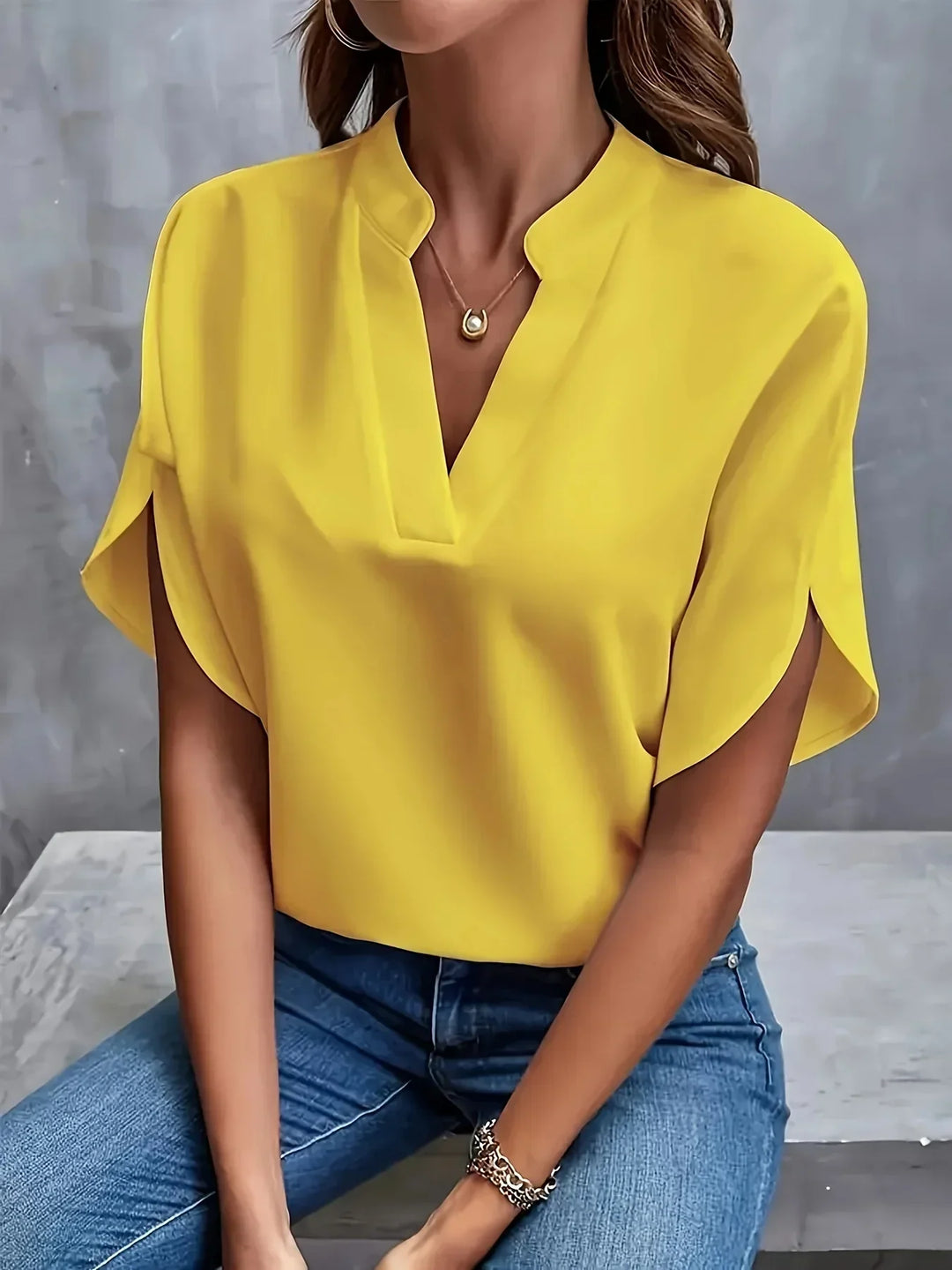 Women's V-Neck Cap Sleeve Blouse