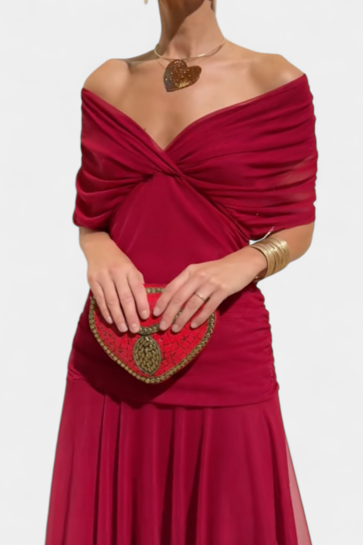 Women's Floral Pleated Maxi Dress V Neck