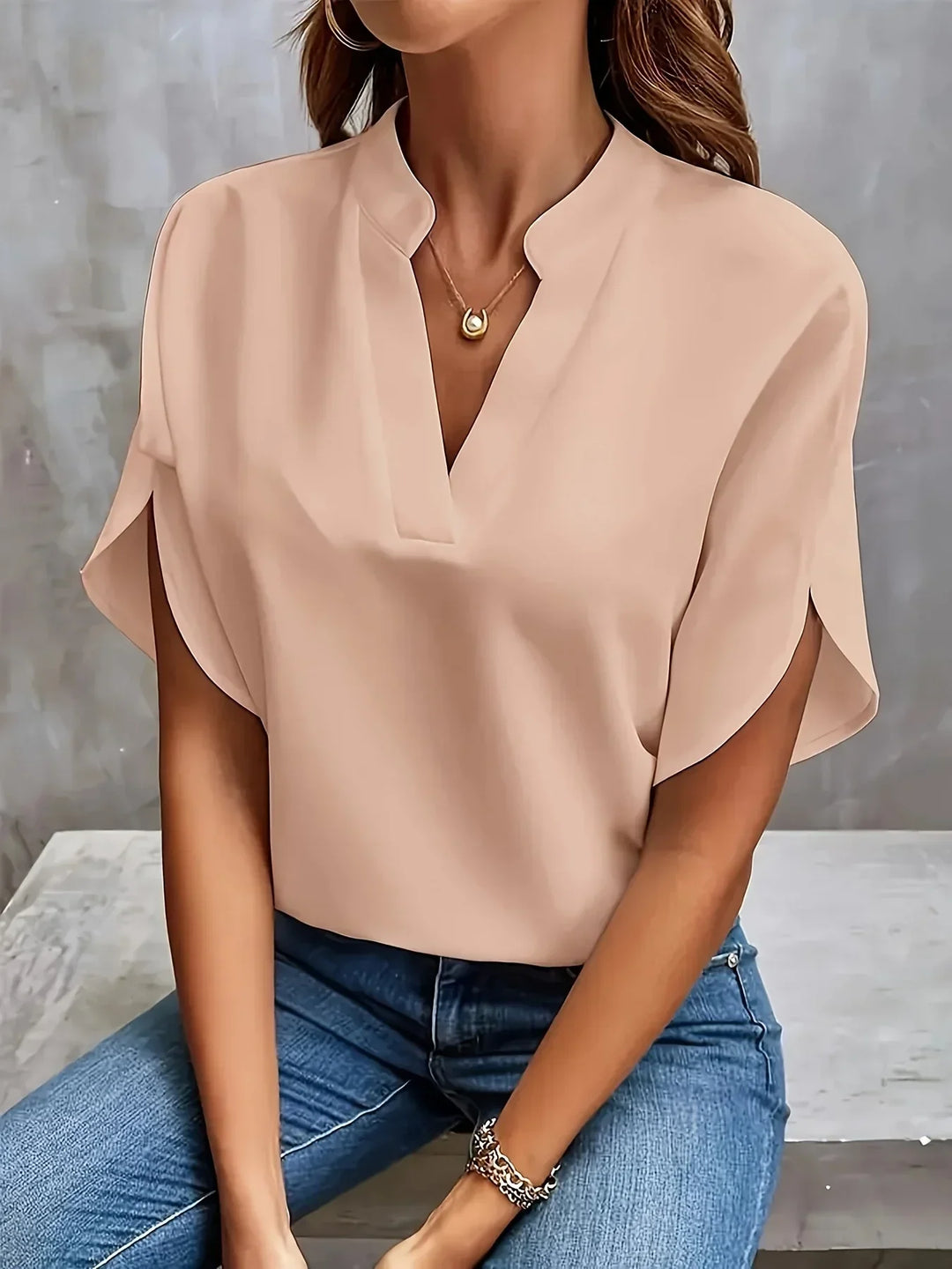 Women's V-Neck Cap Sleeve Blouse