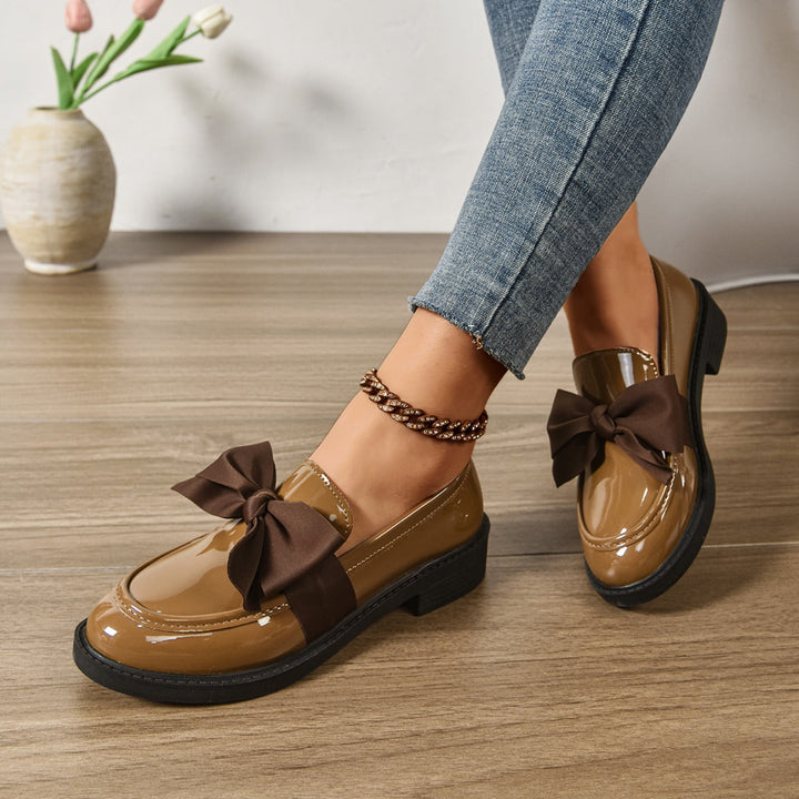 Women's Bow Loafers Slip On Platform Moc Toe
